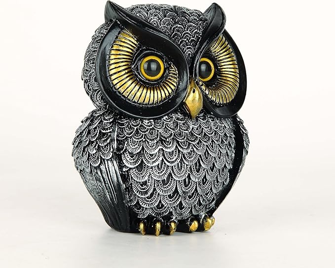 Owl Figurines Resin Statue Home Decor Sculptures Ornament for Bookshelf Living Room,Housewarming Gift