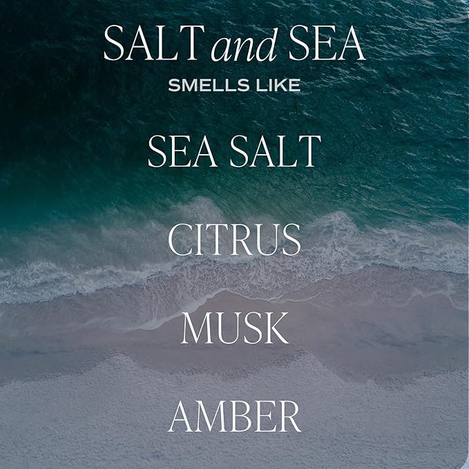 Sweet Water Decor Salt and Sea Scented Soy Candles – Sea Salt, Citrus, Musk, Amber – Fresh Coastal Aroma – 50 Hour Burn – 12oz Tinted Glass Jar for Home Decor and Bedroom Decor
