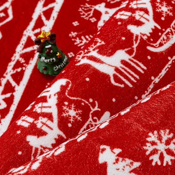 Christmas Area Rug 2x3 Red Entryway Carpet Washable Xmas Snowflake Holiday Decor Doormat Kitchen Decorative Non Slip Soft Low Pile Small Carpet Indoor Throw Rug Bedroom Entrance Bathroom