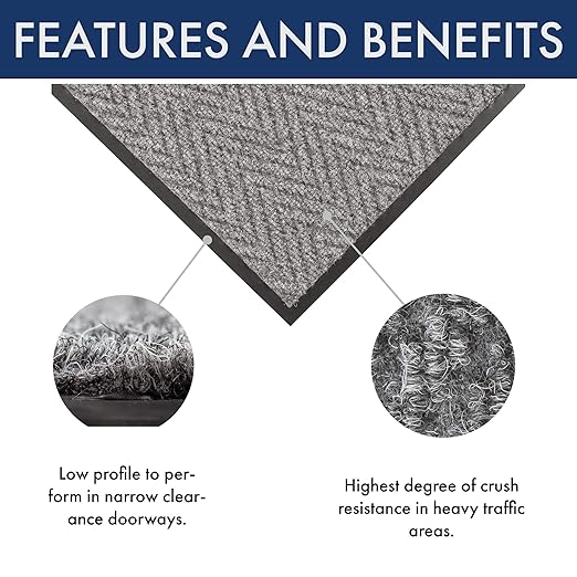 Notrax 118 Arrow Trax® Entrance Mat, for Home or Office, 3' X 6' Gray