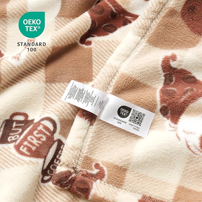 Cozy Bliss Coffee Gnome Throw Blanket - Warm MilkyPlush™ Throw Blankets,Ultra Soft Cozy Blankets for Couch,Sofa and Bed,Brown,50X60inches