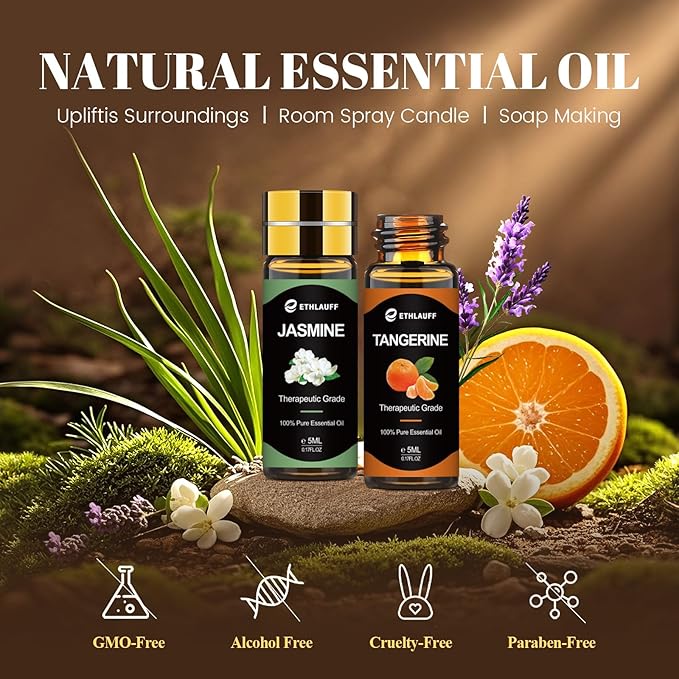 Essential Oil Set - Essential Oils - Pure Essential Oils - Perfect for Diffuser, Massage, Soap, Candle, Bath Bombs Making, Skin & Hair Care, 96x5ml(0.17fl.oz)