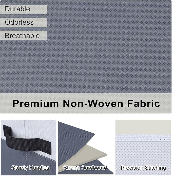 WUIKE Fabric Storage Bins, Extra Large Baskets for Organizing, Storage Bins for Shelves with Handles, Closet Organizer for Clothes, Gray & White, Extra Large, 3-Pack