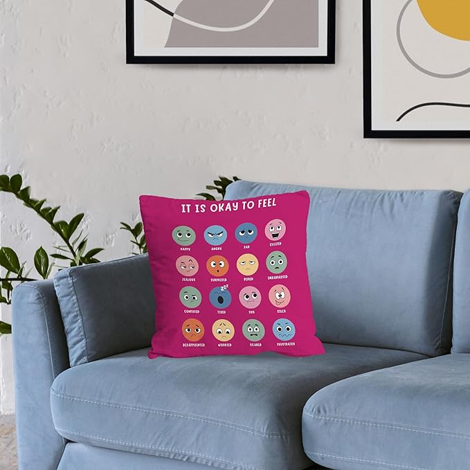 Nogrit Counseling Office Must Haves Throw Pillow Cover, Calming Corner, Mental Health Pillowcase Decor for Home Kids,Mental Health Counselor Gifts, Calming Corner Pillow Covers 18x18 Rose red