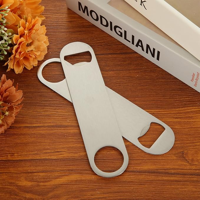 QTLCOHD 20 Pack 7 Inch Flat Bottle Opener, Stainless Steel Bottle Openers Bulk Silver Beer Bottle Opener Bartender for Kitchen Bar or Restaurant