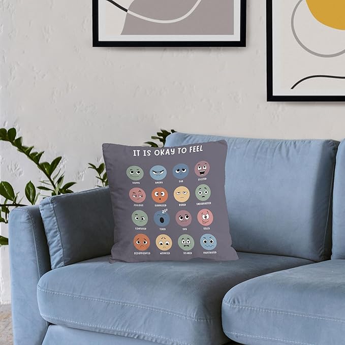Counseling Office Must Haves Throw Pillow Cover, Calming Corner, Mental Health Pillowcase Decor for Home Kids,Mental Health Counselor Gifts, Calming Corner Pillow Covers 18x18 Grey