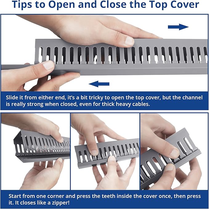 99in(6X L16.5in) Professional Server Rack Cable Management Raceway, H1.4in x W1.6in Cable Raceway Kit, Electrically Safe PVC Open Slot Wire Raceway for Under Desk/Computer/Network Cords, White