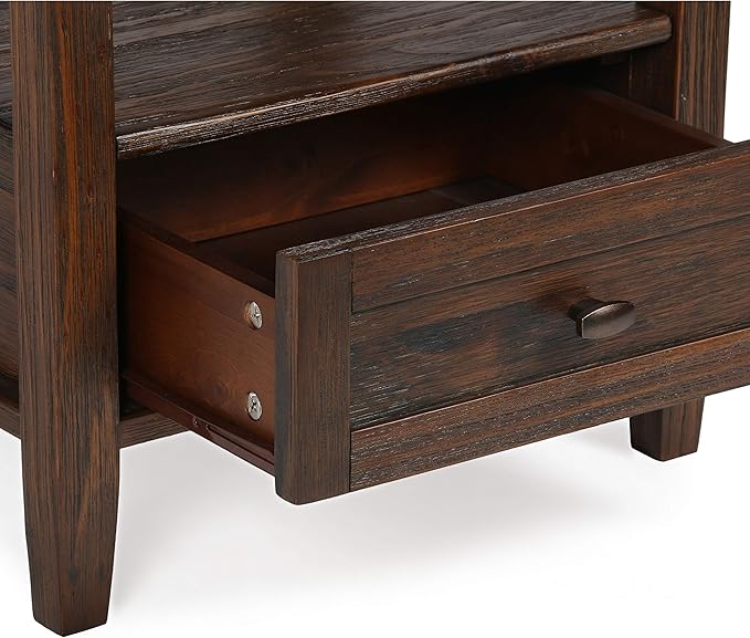 SIMPLIHOME Warm Shaker SOLID WOOD 20 inch Wide Rectangle Transitional End Table in Distressed Charcoal Brown for the Living Room and Bedroom