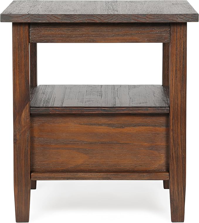 SIMPLIHOME Warm Shaker SOLID WOOD 20 inch Wide Rectangle Transitional End Table in Distressed Charcoal Brown for the Living Room and Bedroom