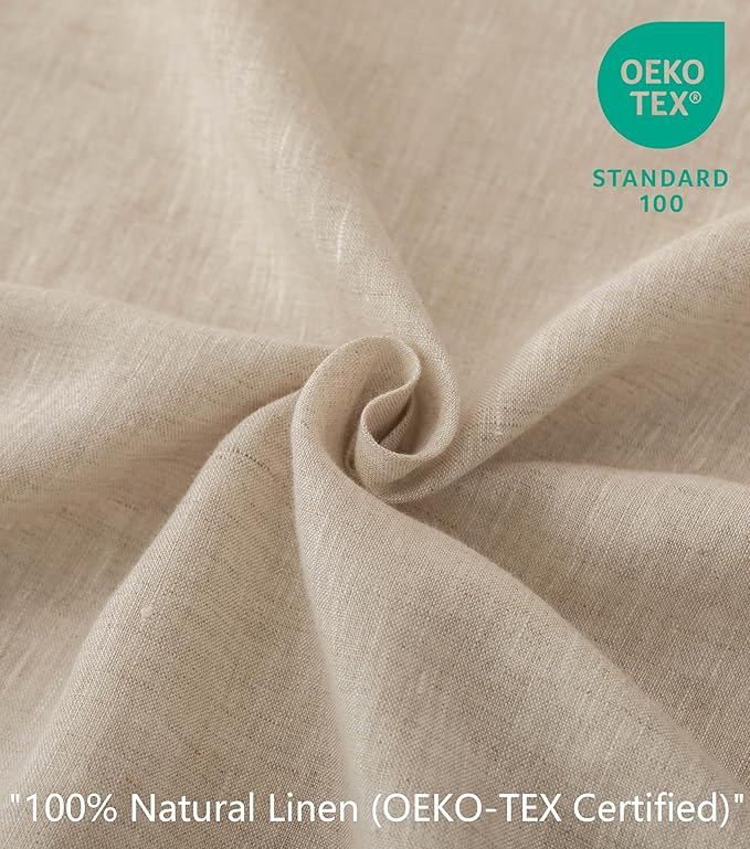 Talasily 100% French Pure Linen Sheets Set King Size,Oeko-TEX Certified Bedding, All-Season Breathable for Hot Sleepers,16 Inch Deep Pocket Machine Washable 4-Piece (Natural Linen)