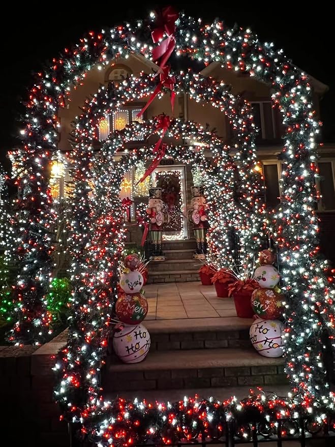 YEGUO 165ft 500 LED Red and White Christmas Lights Outdoor Waterproof, Clear Wire String Lights Indoor Plug in, 8 Modes Clear Wire Twinkle Tree Light for Xmas Party Garden