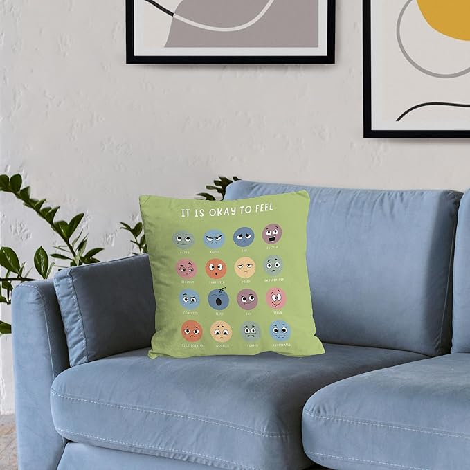 Nogrit Counseling Office Must Haves Pillow Cover, Calming Corner, Mental Health Pillowcase Decor for Home Kids,Mental Health Counselor Gifts, Calming Corner Pillow Covers 18x18 Grass Green