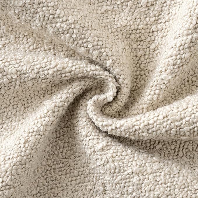 Woaboy Pack of 2 12x20 Inch Decorative Boucle Throw Pillow Covers Textured Lumbar Pillowcaes Accent Solid Cozy Soft Cushion Covers Home Decor for Sofa Couch Living Room Home Decor,Natural Beige
