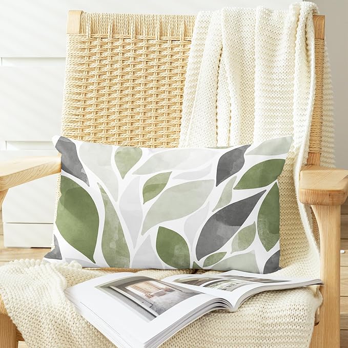 CaliTime Throw Pillow Cases Pack of 2 Cozy Fleece Falling Dahlia Floral Flowers Petals Decorative Cushion Covers for Couch Bed Sofa Farmhouse Decoration 12 X 20 Inches Sage Green Grey