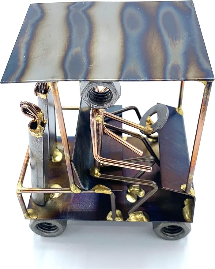 Golf Cart with 2 Golfers Collectible Handmade Metal Art Figurine, Desk Accessories, Trophy, Boss Gift, Office Décor, Business Professional, Golfing