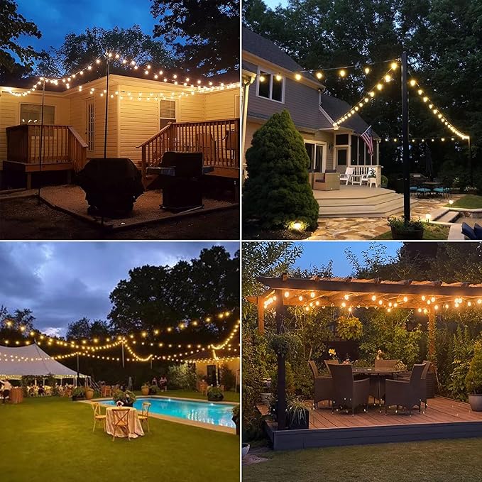 HISTAR 48Ft Patio Lights Outdoor Waterproof 24+2 Edison Bulbs for Garden, Porch, Backyard, Balcony, Bistro, Cafe Lights Decor