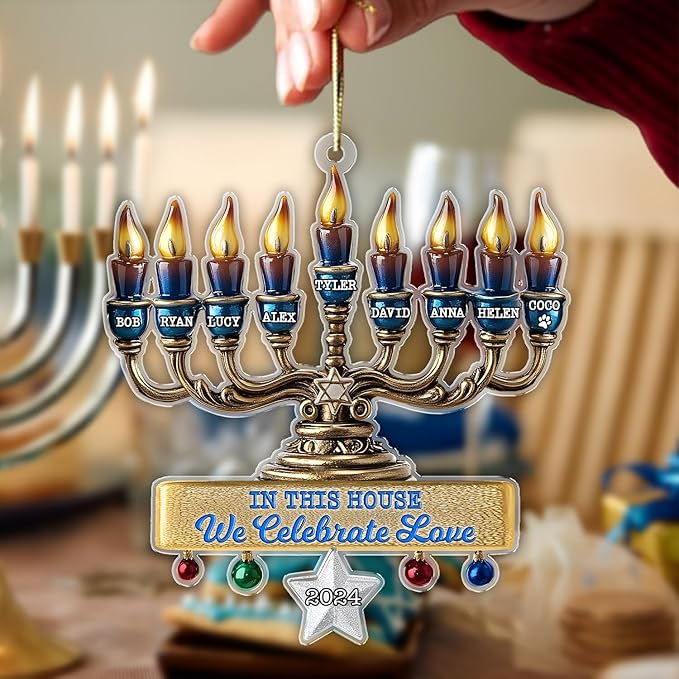 Family Christmas Ornaments - Hanukkah Ornament, Personalized Merry Chrismukkah Jewish and Christian, Hanukkah Ornaments for Tree, Jewish Ornament for Chrismukkah Decorations