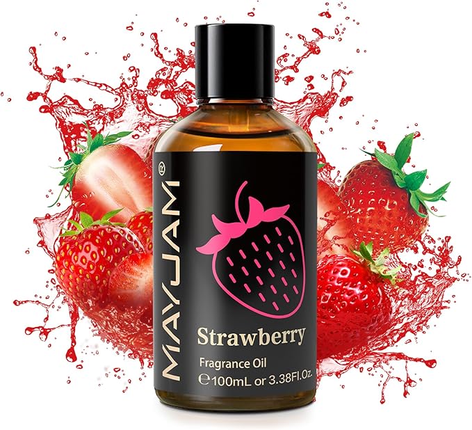 MAYJAM 100ML/3.38FL.OZ Strawberry Fragrance Oils with Glass Dropper, Essential Oils for Diffusers for Home, Long Lasting Scented Oils for Diffusers Soap Candle Making