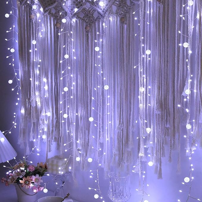 Battery Powered Fairy Lights with Remote, 100 LED Cluster Lights Christmas Waterproof Twinkly Globe String Lights for Christmas Tree Copper Wire Firecracker Light for Bedroom Indoor Decoration