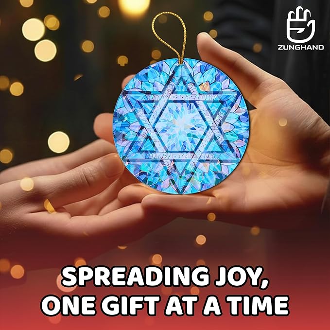 Star of David Ornament with Hologram Effect β Hanukkah Gift, Christmas Stars Decor, Jewish Tree Decoration, Christmas Hanukkah Acrylic Ornament, Judaica Spiritual Gifts