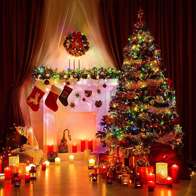 Toodour Multicolor Christmas Lights, 12.5ft 50 Count Incandescent Christmas String Lights, UL Certified Connectable Green Wire Xmas Lights for Tree, Holiday, Party, New Year, Indoor Xmas Decorations