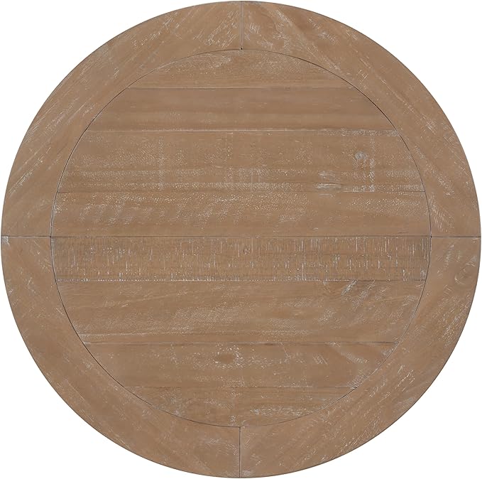 Martin Svensson Home Napa Solid Wood Pedestal End Table, White and Driftwood