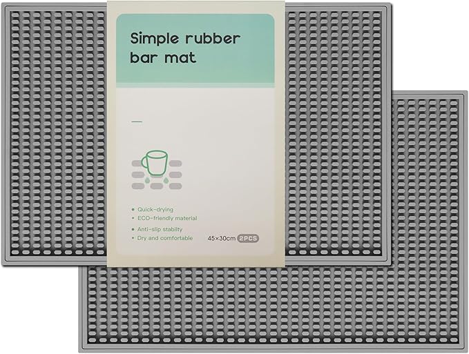 2 Pack Bar Mat, Home Bar Tool Drying Mats, Bar Accessories for The Home Bar Set 18''x12''(Gray) for Bars, Outdoor Camping, Bar for Home