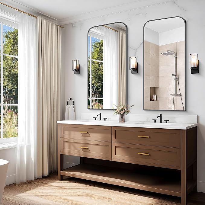 Bathroom Mirror, 24x48 inch Black Rectangle Wall Mounted Mirror with Thin Frame, Bathroom Vanity Mirrors for Over Sink, Entryway, Living Room, Bedroom