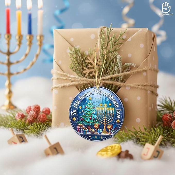 Hanukkah Ornaments Gifts β Star of David Ornament with Acrylic Stained Glass Effect β Hanukkah Christmas Ornament, Christmas Hanukkah Acrylic Ornament for Tree, Home & Judaica Holiday Decor