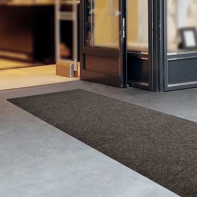 iCustomRug Hallway Runner Rug – 3x14ft Brown, Indoor/Outdoor, Non-Slip Rubber Backing, Low-Profile All-Weather Carpet, Non-Shedding & Easy Care, Entryway Mat Ideal for High Traffic Areas
