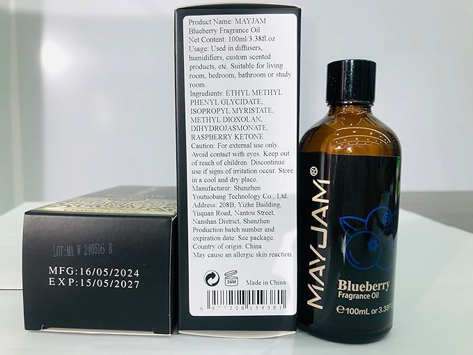MAYJAM 100ML/3.38FL.OZ Blueberry Fragrance Oils with Glass Dropper, Essential Oils for Diffusers for Home, Long Lasting Scented Oils for Diffusers Soap Candle Making