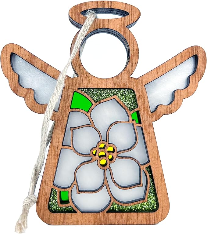 Magnolia Ornament - Angel Figurines for Women - Gardener Gifts Women - Magnolia Flowers for Christmas Tree - Unique Home Decor - 3.5" (H)