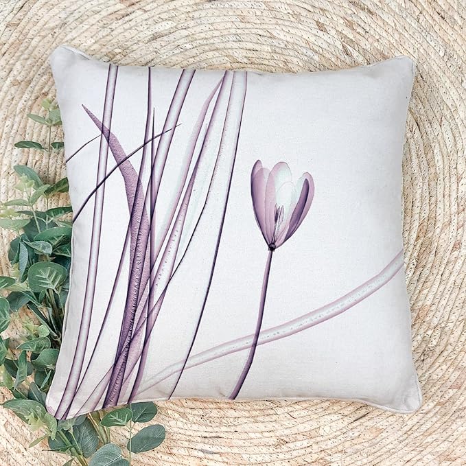 Textured Modern Minimalist Pillow Cover with Creative Floral Print, Digital-Printed Square Cushion Cover for Living Room Sofa (24 * 24inch-03024)