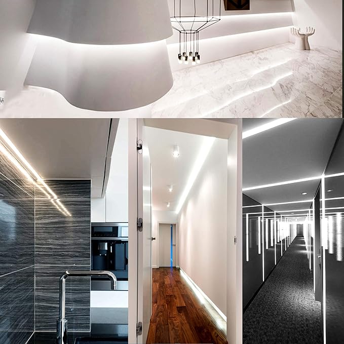 COB LED Strip, 16.4ft White LED Strip Light, Dimmable LED Light Strip 6000K Bright Daylight White, CRI92+, 8mm Width, 24V Flexible LED Tape Light for TV, Bedroom, Kitchen Cabinet, Closet, Home.