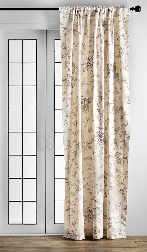 Maison d' Hermine Curtains for living room 100% Cotton 108 inch length Two Panels Light Filtering Toile Curtain for Bedroom Windows with rod and loop Pockets Drapes (Jouy Paradise Beige, 50"W x 108"L)