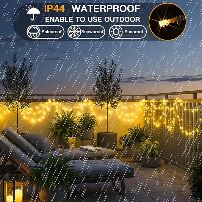 suddus Indoor String Lights with Remote, Warm White Christmas Lights Plug in with Timer, 33ft 100 LED Twinkle Fairy Lights for Bedroom Xmas Tree Wreath Patio Garden Party Outdoor Decorations