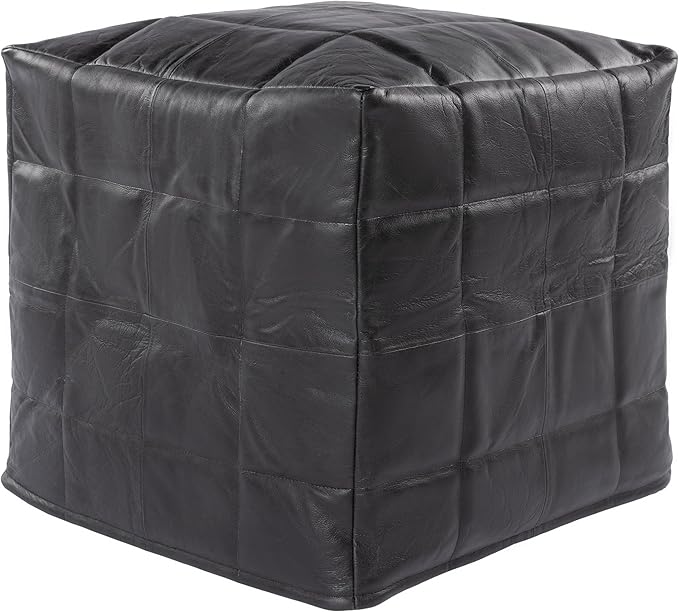 Mark&Day Pouf Ottoman, Schrems Rustic Black Cube Pouf Foot Rest for Living Room, Bedroom and Boho Home Decor (18"x18"x18")