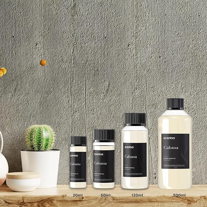 Scentia Hotel Diffuser Oil Inspired by 5-Star Hotel Scent - 500 ml 16.9 fl oz - Fragrance Oil Blend Jasmine, Bergamot & Fresh Marine Notes for Aromatherapy Diffusers and Humidifiers - Cabana