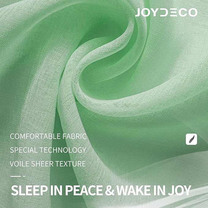 Joydeco Green Sheer Curtains 72 Inch Length 2 Panels Set, Rod Pocket Long Sheer Curtains for Window Bedroom Living Room, Lightweight Semi Drape Panels for Yard Patio (54x72 inch, Mint Green)