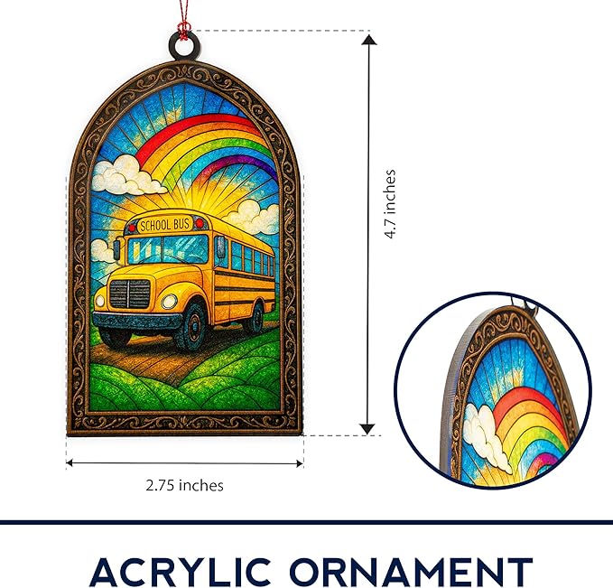 Bus Driver Gifts, Bus Driver Appreciation Gifts, School Bus Ornament, Retirement Gift for School Bus, Christmas Ornament 2025, Suncatcher Effect Stained Glass Window Hanging