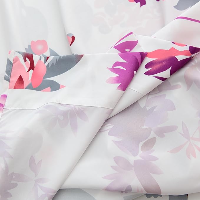 King Size Bed Sheets Set Deep Pockets - 6PC Floral Ultra Soft Microfiber Bed Sheets - Easy to Clean, 90 Thread Count Sheets with Fitted Sheet, Flat Sheet & Pillowcases (Grey/Pink Floral)