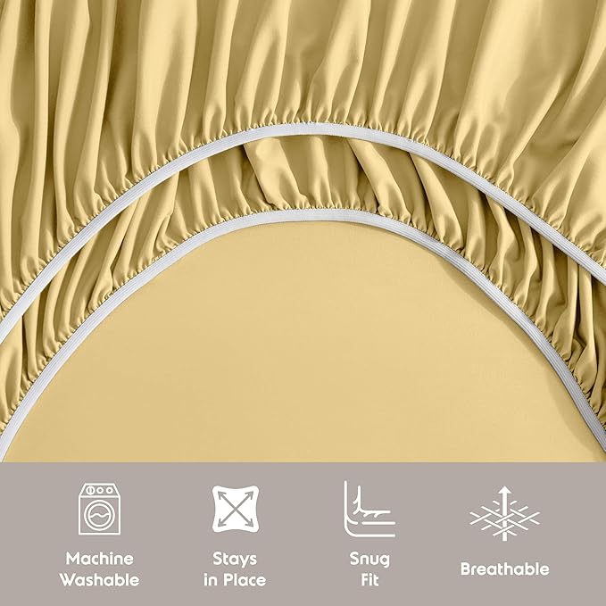 Nestl Extra Deep Queen Sheet Set - 6 Piece Breathable & Cooling Sheets - Hotel Luxury Bedding Set w/18-24 Inch Deep Pockets - Easy & Secure Fit - Super Soft, Wrinkle Free & Comfy - Custard Yellow