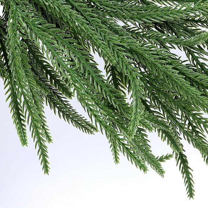 Faux Norfolk Pine Christmas Garland – Real Touch Greenery Artificial Cedar Christmas Garland for Fireplace Mantel, Staircase, Door Frame, Holiday Indoor Winter Décor (15FT)