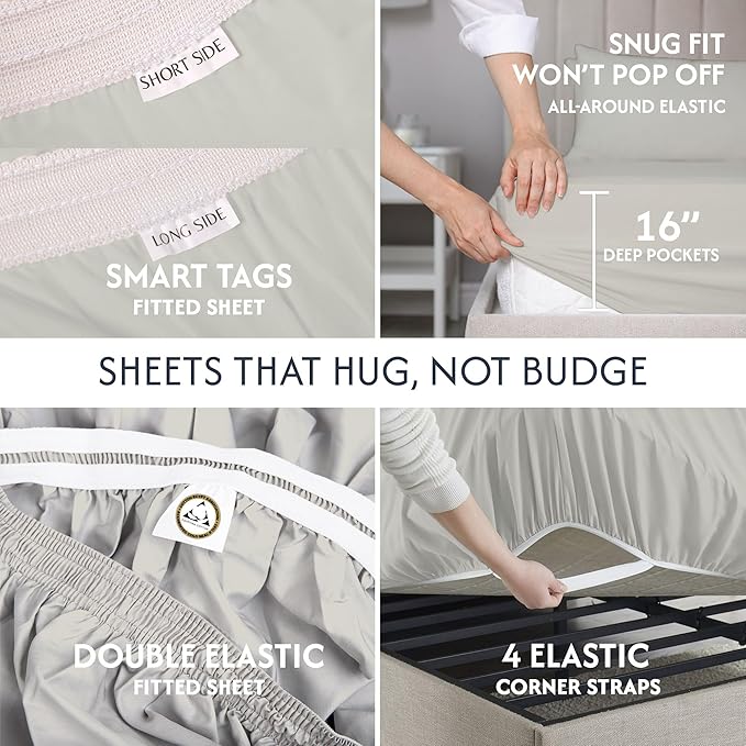 100% Egyptian Cotton Percale Sheets King Size - Genuine Luxurious 400 Thread Count - Naturally Crisp, Breathable, Skin-Friendly & Cooling - Softer After Each Wash - Oeko-TEX Certified Giza