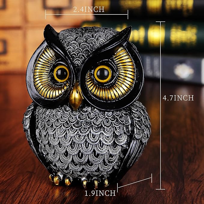 Owl Figurines Resin Statue Home Decor Sculptures Ornament for Bookshelf Living Room,Housewarming Gift