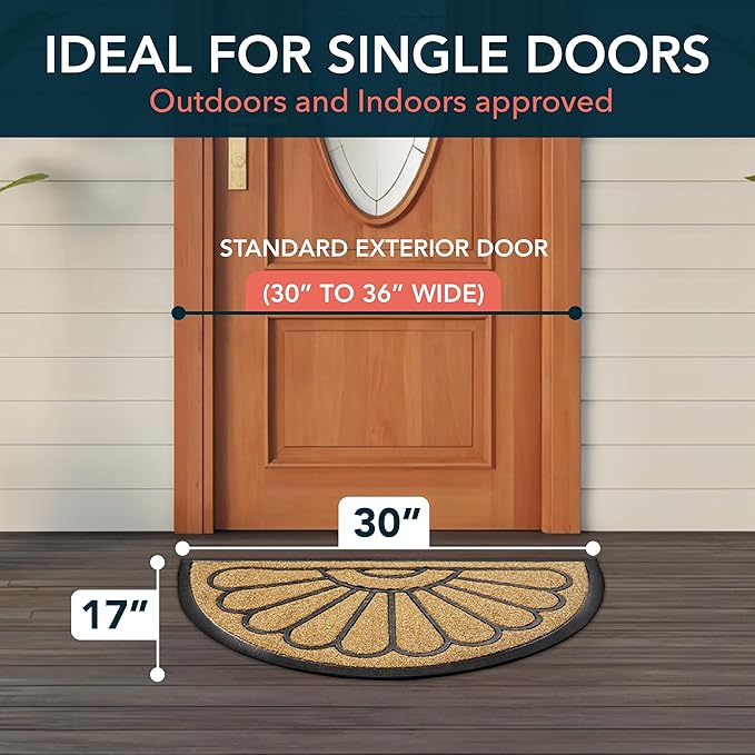 ubdyo Front Door Mat - Low Pile Front Door Mat Outside Entrance - Muddy Dirt Trapping Welcome Matt Outdoor - Rubber Backing Anti Slip Indoor Doormat Entrance, 29" x 17", Bright Yellow