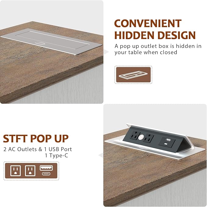 HIFYOBRO 3 Drawers End Table with Flip Top Charging Station, Type-C & USB Port & Power outlets, Wooden Storage End Table, Side Table with Storage for Living Room and Bedroom