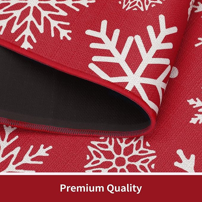 CAROMIO Christmas Kitchen Rugs and Mats Non-Slip Skid Washable Runner Rug Set of 2 PCS Xmas Holiday Decor Runner Rug in Front of Sink Super Absorbent Kitchen Mat, 17"x29"+17"x47"
