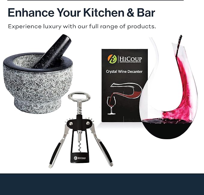 HiCoup Kitchenware Wine Opener - Professional Corkscrews for Wine Bottles w/Foil Cutter and Cap Remover - Manual Wine Key for Servers, Waiters, Bartenders and Home Use - Classic Rosewood