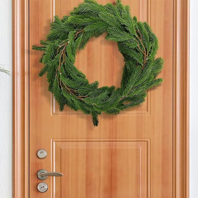 2 Pcs Dense Christmas Norfolk Pine Garland, 6 Ft Single Fork Norfolk Pine Realistic Touch Garland Ornament, Artificial Pines Greenery Garlands for Christmas Holiday Mantle Fireplace Table Home Decor